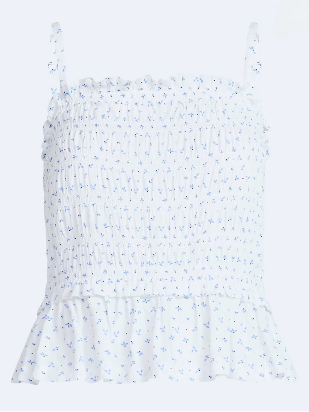 Free Assembly Smocked Top with Peplum Hem Size L